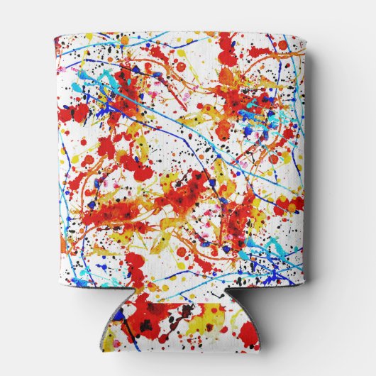 Waterverf spots wit achtergrondpatroon blikjeskoeler (Achterkant)