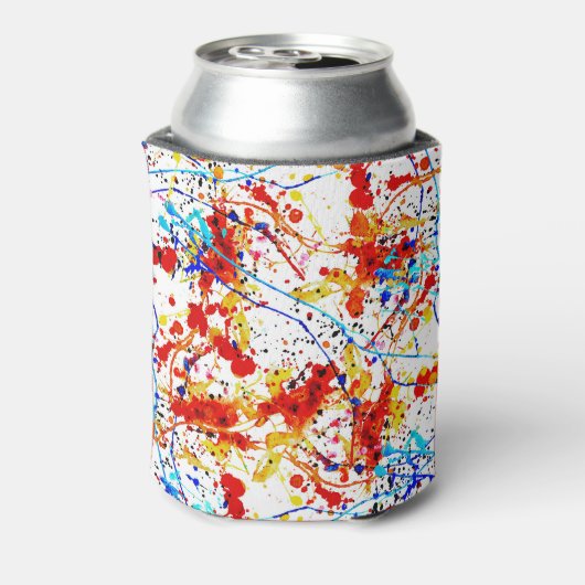 Waterverf spots wit achtergrondpatroon blikjeskoeler (Blikje Achterkant)