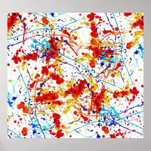 Waterverf spots wit achtergrondpatroon poster