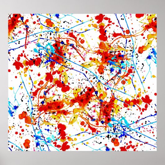 Waterverf spots wit achtergrondpatroon poster (Voorkant)