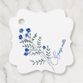 Waterverf Spray of Blue Flowers Grazie Mille Bedankjes Labels (Voorkant)