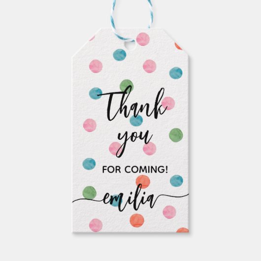 Waterverf spreekt haar dank uit voor haar komst cadeaulabel (Voorkant)