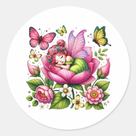 Waterverf Spring Baby Fairy Ronde Sticker (Voorkant)