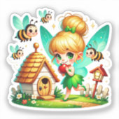 Waterverf Spring Baby Fairy Sticker (Voorkant)