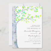 Waterverf Spring Birch Tree Wedding Kaart (Voorkant)