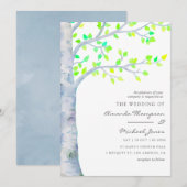 Waterverf Spring Birch Tree Wedding Kaart (Voorkant / Achterkant)