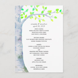 Waterverf Spring Birch Tree Wedding Menu