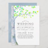 Waterverf Spring Birch Tree Wedding Programmakaart (Voorkant / Achterkant)