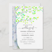 Waterverf Spring Birch Tree Wedding-uitnodiging Kaart (Voorkant)