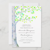Waterverf Spring Birch Tree Wedding-uitnodiging Kaart (Voorkant)