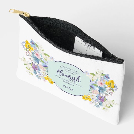 Waterverf Spring Bloemen Bijbelvers Gepersonalisee Etui (Open)