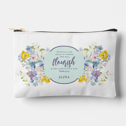 Waterverf Spring Bloemen Bijbelvers Gepersonalisee Etui (Voorkant)