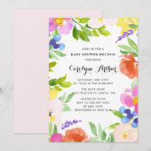 Waterverf Spring Blooms Baby shower Brunch Kaart (Voorkant / Achterkant)