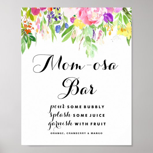 Waterverf Spring Blooms Baby shower Mam-osa Bar Poster (Voorkant)