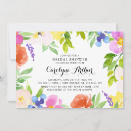 Waterverf Spring Blooms Bridal Shower Uitnodiging