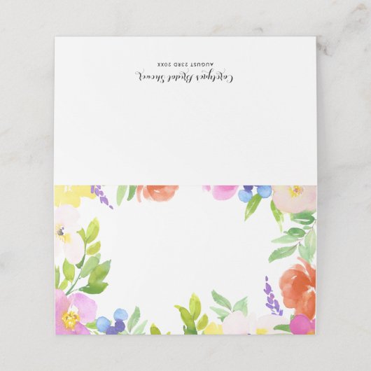 Waterverf Spring Blooms Custom Florence Place Card Plaatskaartje (Buitenkant ongevouwen)