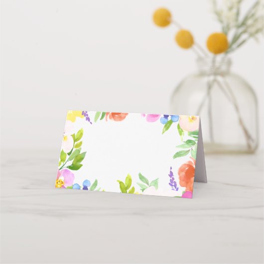 Waterverf Spring Blooms Custom Florence Place Card Plaatskaartje (Voorkant)
