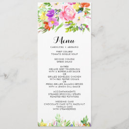 Waterverf Spring Blooms Floral Wedding Menu Kaart