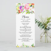 Waterverf Spring Blooms Floral Wedding Menu Kaart (Staand voorkant)