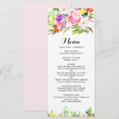 Waterverf Spring Blooms Floral Wedding Menu Kaart (Voorkant / Achterkant)