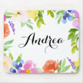 Waterverf Spring Blooms Gepersonaliseerde Mousepad Muismat (Voorkant)