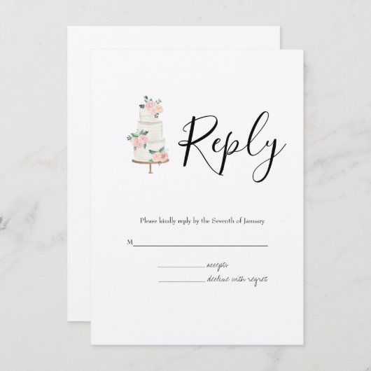 Waterverf Spring Botanische RSVP bruiloft Informatiekaartje (Voorkant / Achterkant)