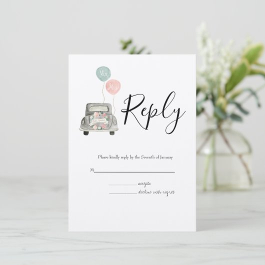 Waterverf Spring Botanische RSVP bruiloft Informatiekaartje (Staand voorkant)