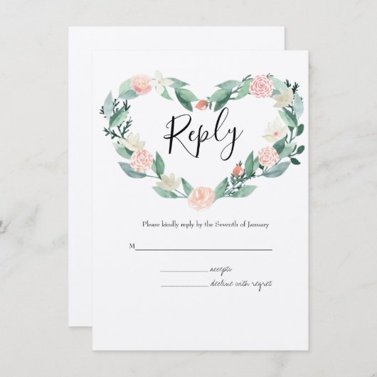 Waterverf Spring Botanische RSVP bruiloft Informatiekaartje (Voorkant / Achterkant)