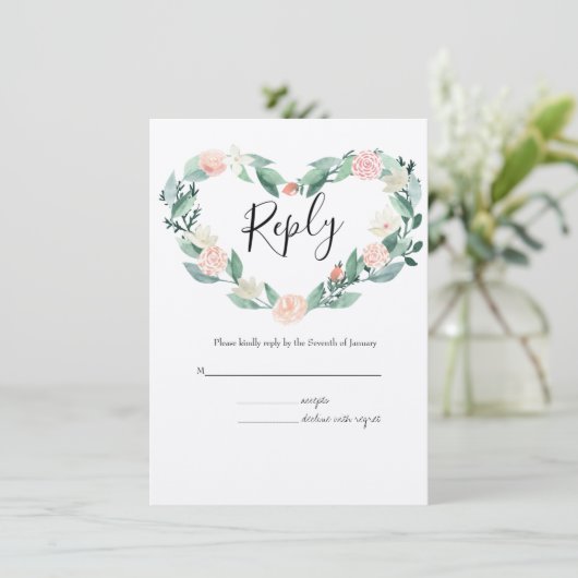 Waterverf Spring Botanische RSVP bruiloft Informatiekaartje (Staand voorkant)