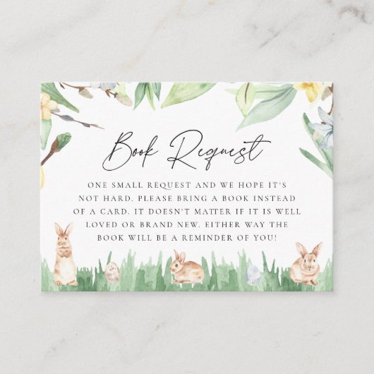Waterverf Spring Bunnies Baby shower Boek Aanvraag Informatiekaartje (Voorkant)