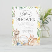Waterverf Spring Bunnies Virtual Baby shower Kaart (Staand voorkant)
