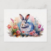 Waterverf Spring Bunny Briefkaart - Bloemkonijn (Voorkant)
