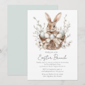 Waterverf Spring Bunny Easter Brunch Uitnodiging (Voorkant / Achterkant)