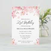 Waterverf Spring Cherry Blossom 21st Birthday Kaart (Staand voorkant)