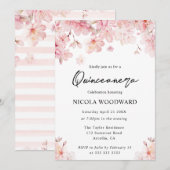 Waterverf Spring Cherry Blossom Quinceanera Kaart (Voorkant / Achterkant)