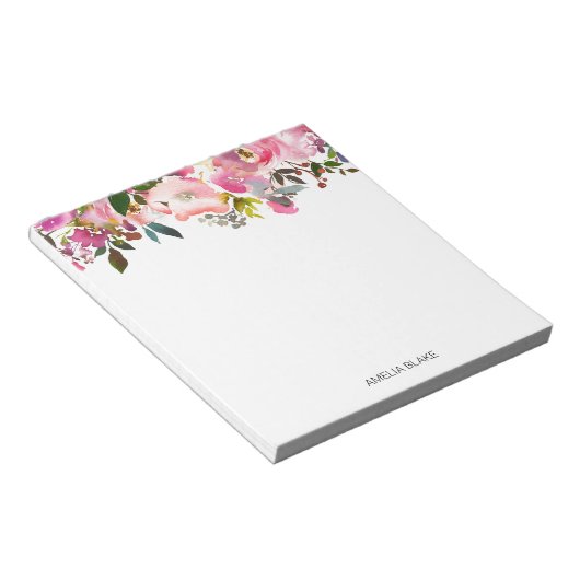 Waterverf Spring Floral - Aangepast Notitieblok (Schuin)