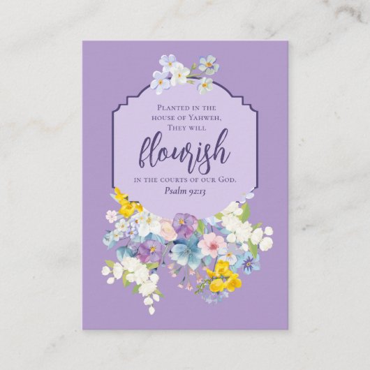 Waterverf Spring Floral Bladwijzer Bijbel Advieskaart (Voorkant)