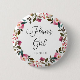 Waterverf Spring Floral Bloemenmeisje Ronde Button 5,7 Cm