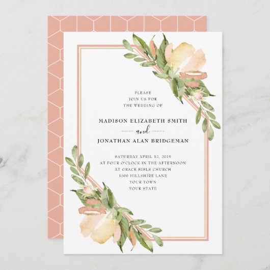 Waterverf Spring Floral Botanische bruiloft Kaart (Voorkant / Achterkant)