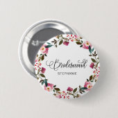 Waterverf Spring Floral Bridesmaid Ronde Button 5,7 Cm (Voorkant /achterkant)