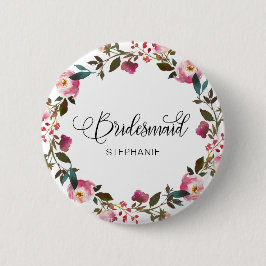 Waterverf Spring Floral Bridesmaid Ronde Button 5,7 Cm