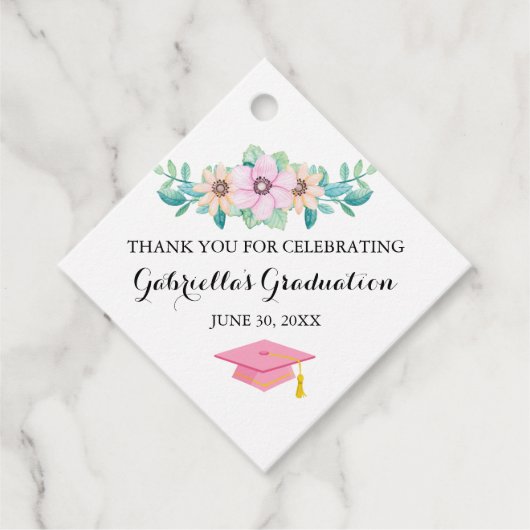 Waterverf Spring Floral Burst Afstuderen Bedankjes Labels (Voorkant)