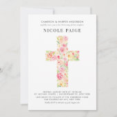  Waterverf Spring Floral Cross Christening Kaart (Voorkant)
