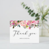Waterverf Spring Floral Dank u briefkaart (Staand voorkant)
