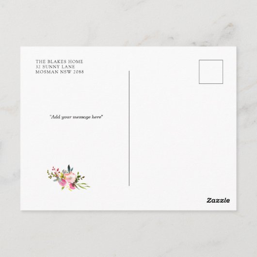 Waterverf Spring Floral Dank u briefkaart (Achterkant)