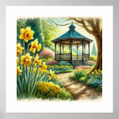 Waterverf Spring Floral Gazebo AI Art Poster (Voorkant)