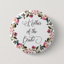 Waterverf Spring Floral Moeder van de bruid Ronde Button 5,7 Cm