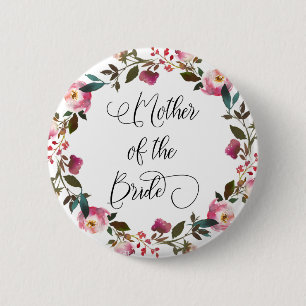 Waterverf Spring Floral Moeder van de bruid Ronde Button 5,7 Cm