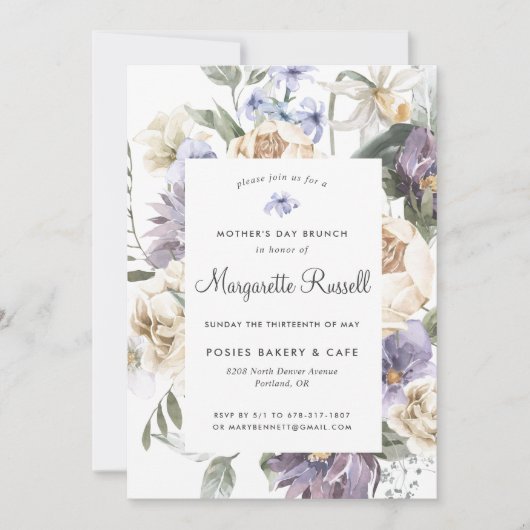 Waterverf Spring Floral Moederdag Brunch Kaart (Voorkant)