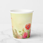 Waterverf Spring Floral Poppies Papieren Bekers (Achterkant)
